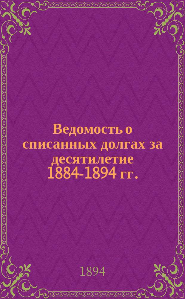 Ведомость о списанных долгах за десятилетие 1884-1894 гг.