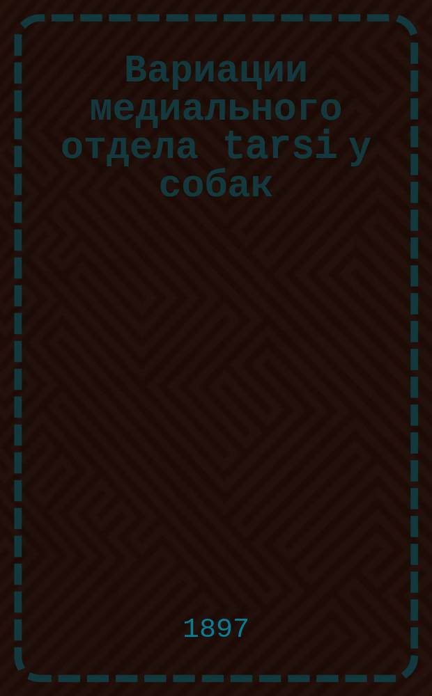 Вариации медиального отдела tarsi у собак