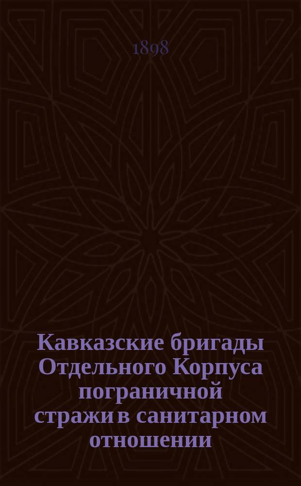 Кавказские бригады Отдельного Корпуса пограничной стражи в санитарном отношении