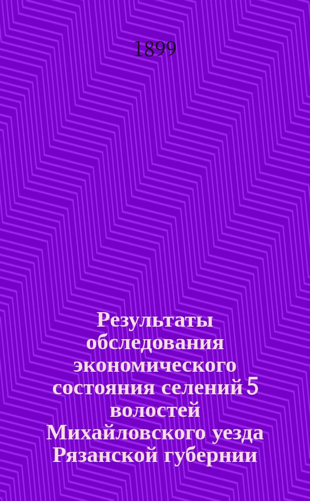 Результаты обследования экономического состояния селений 5 волостей Михайловского уезда Рязанской губернии, пострадавших от неурожая в 1897 и 1898 годах