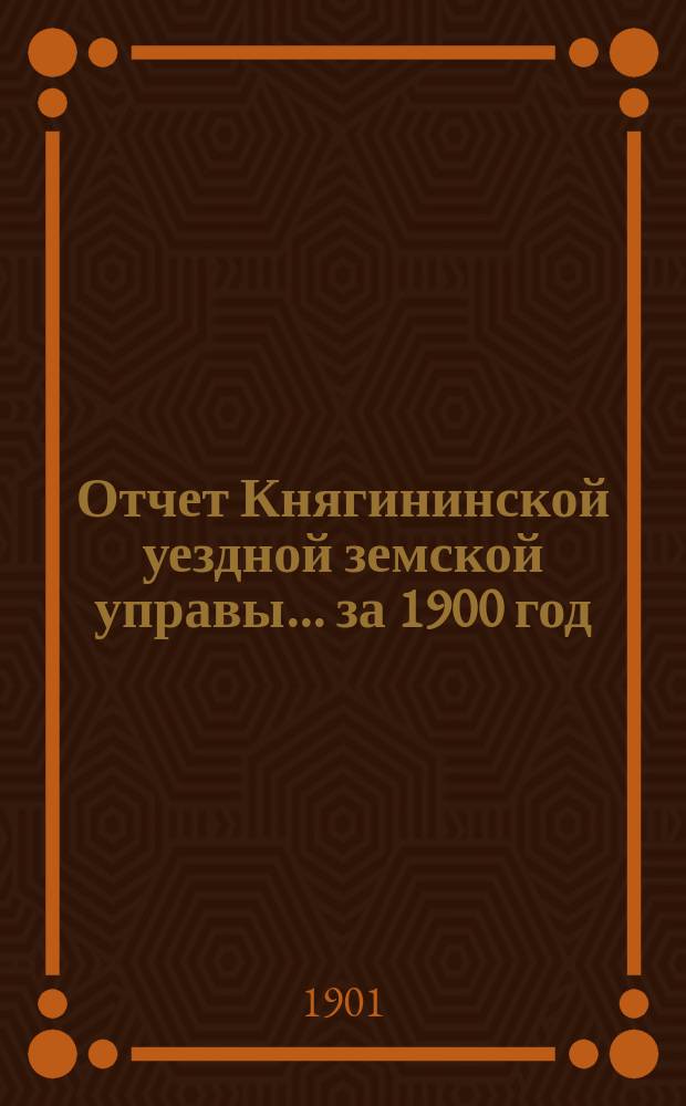 Отчет Княгининской уездной земской управы... ... за 1900 год