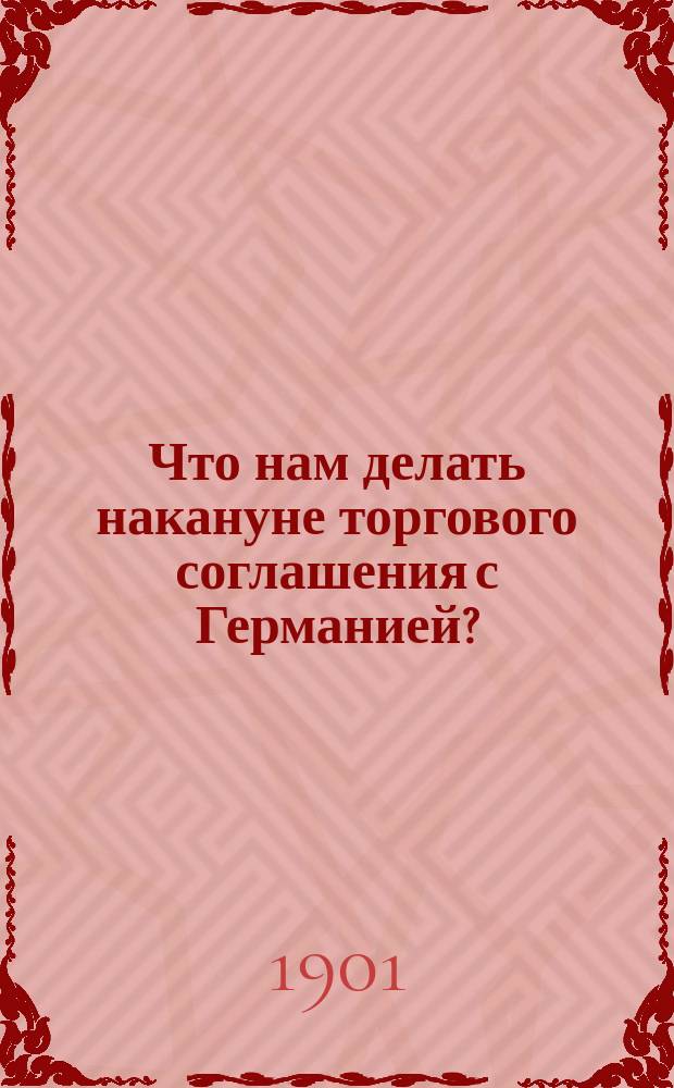 Что нам делать накануне торгового соглашения с Германией?