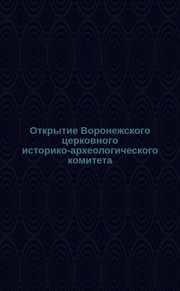 Открытие Воронежского церковного историко-археологического комитета