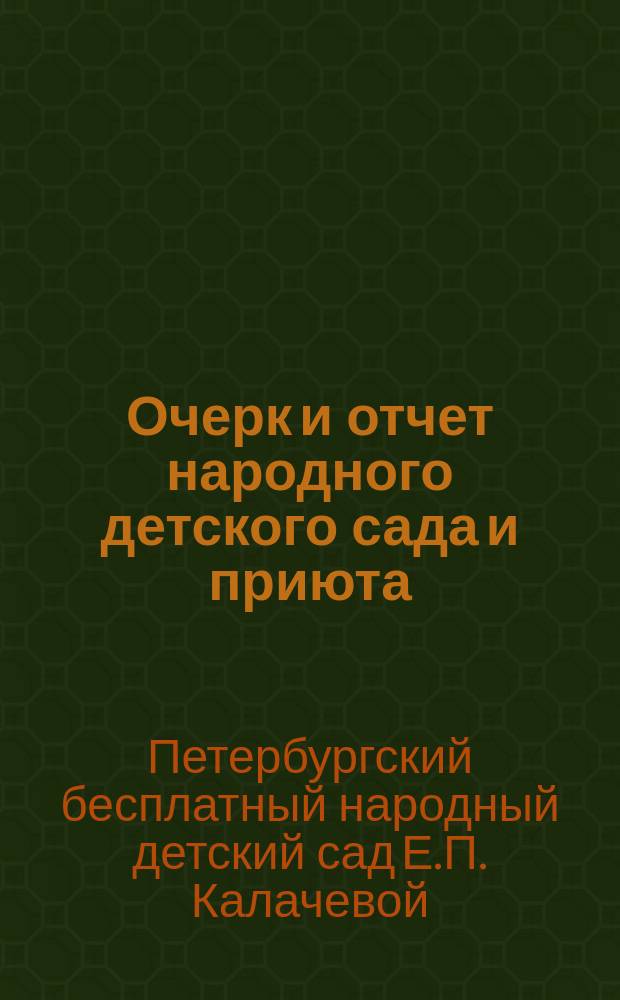 Очерк и отчет народного детского сада и приюта