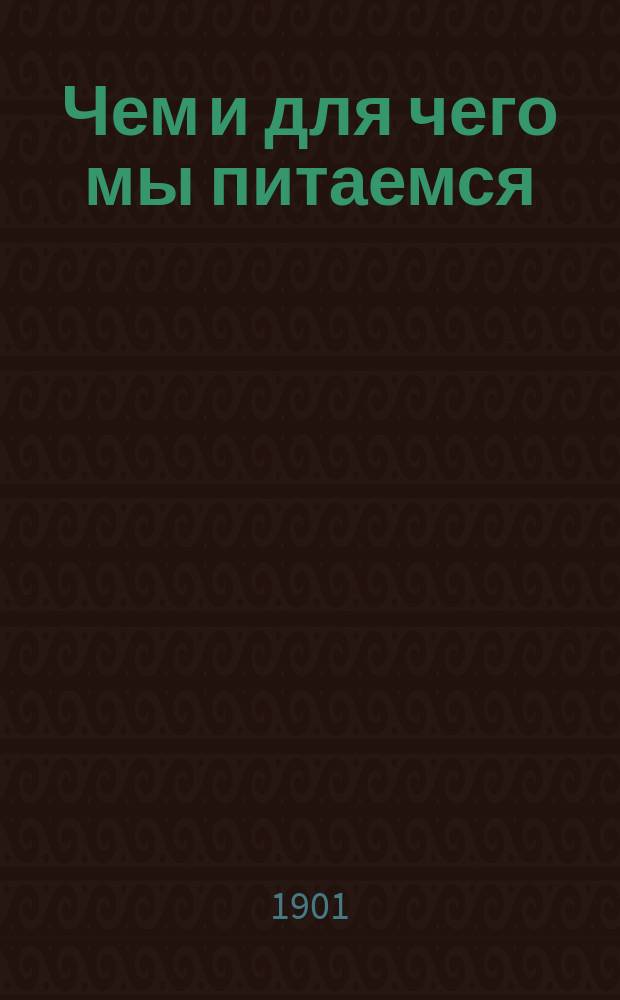 Чем и для чего мы питаемся