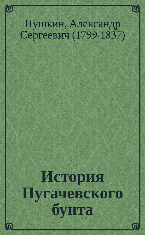 ... История Пугачевского бунта