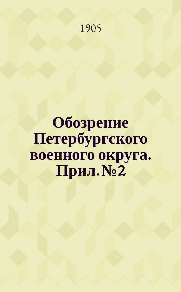 Обозрение Петербургского военного округа. Прил. № 2 : Описание важнейших позиций