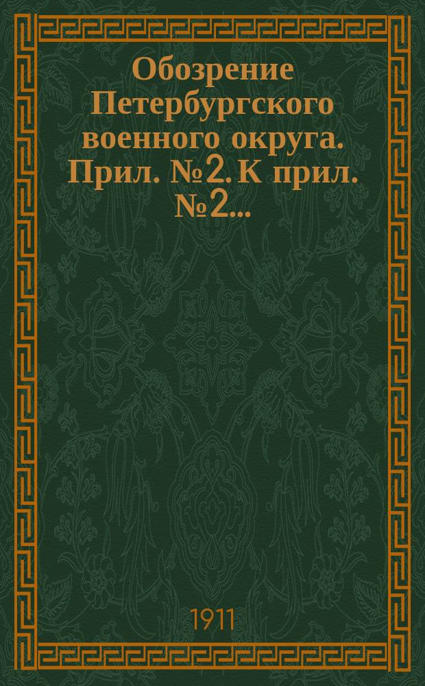 Обозрение Петербургского военного округа. Прил. № 2. К прил. № 2... : Описание Парголовской позиции