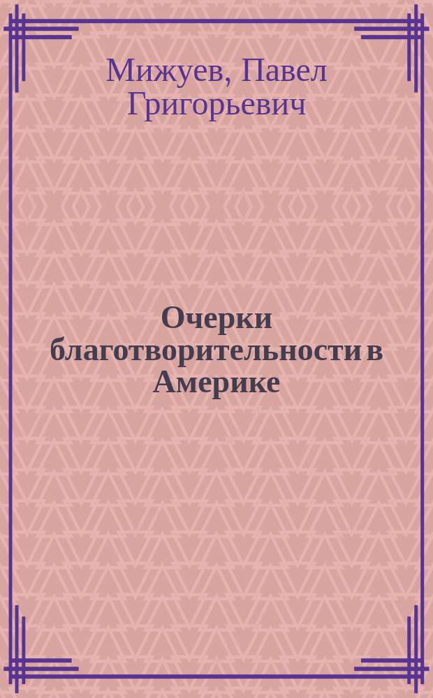 Очерки благотворительности в Америке