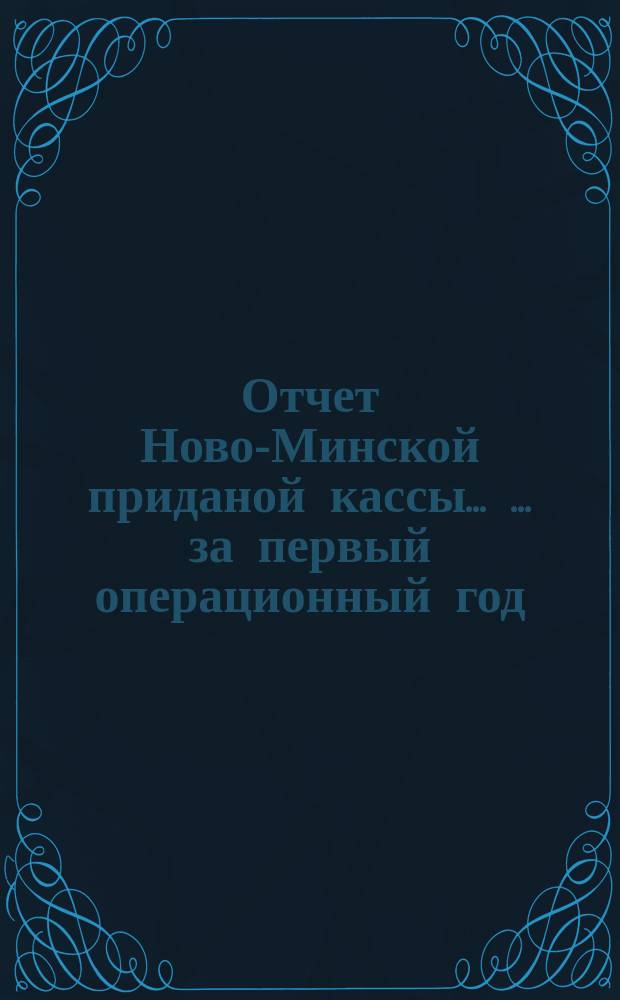 Отчет Ново-Минской приданой кассы ... ... за первый операционный год
