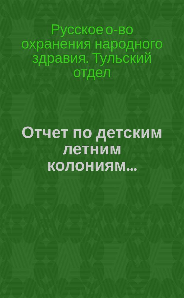 Отчет по детским летним колониям...