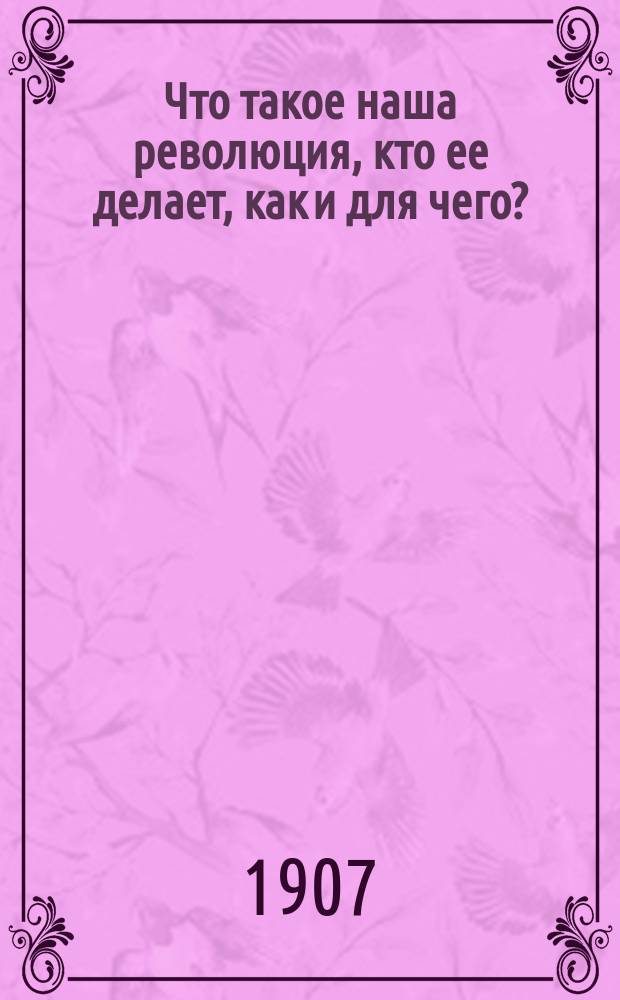Что такое наша революция, кто ее делает, как и для чего?