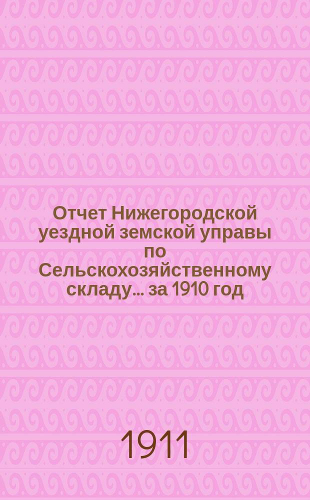 Отчет Нижегородской уездной земской управы по Сельскохозяйственному складу... ... за 1910 год