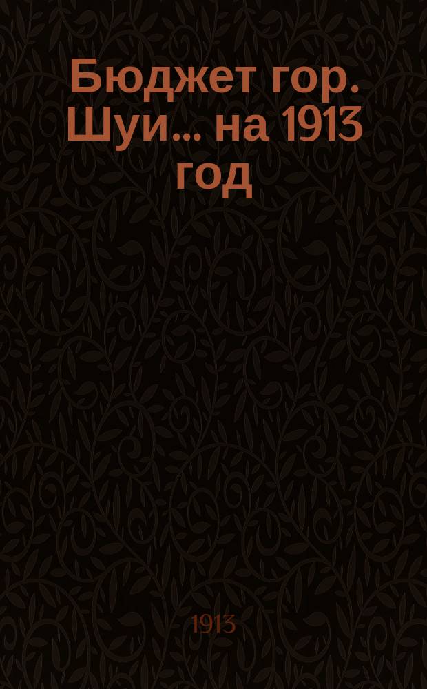 Бюджет гор. Шуи... ... на 1913 год