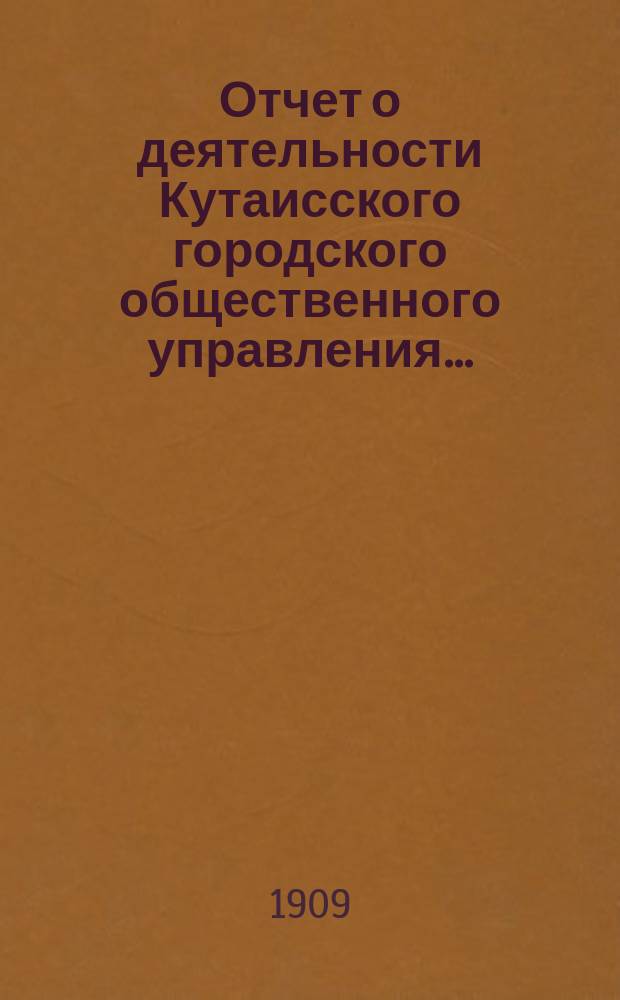 Отчет о деятельности Кутаисского городского общественного управления...