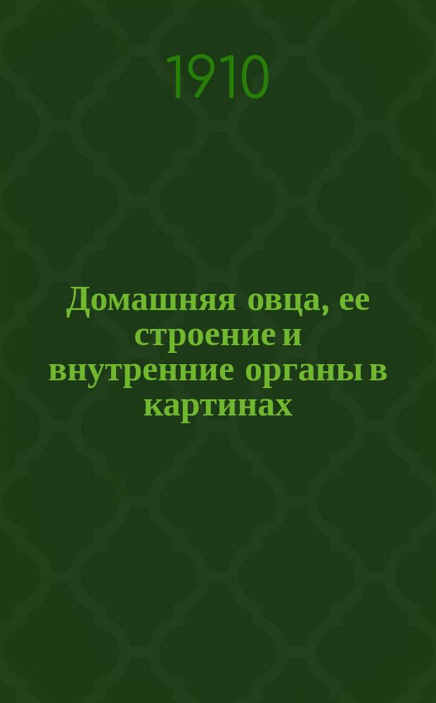Домашняя овца, ее строение и внутренние органы в картинах : Объясн. текст к картинам с прил. глав: "Породы овец", "Уход за овцами" и "Болезни овец"