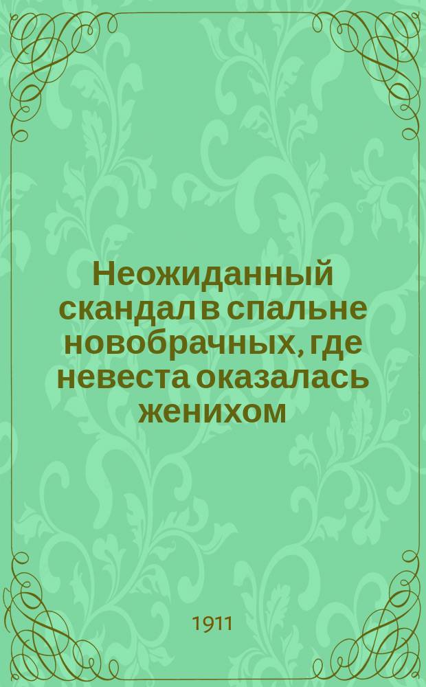 Неожиданный скандал в спальне новобрачных, где невеста оказалась женихом : Рассказ