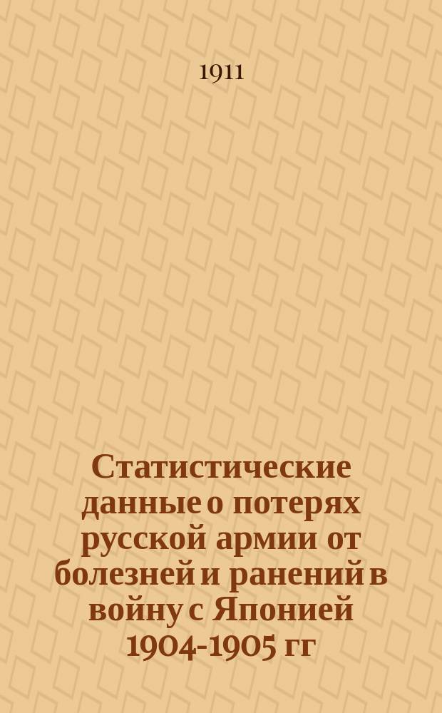 Статистические данные о потерях русской армии от болезней и ранений в войну с Японией 1904-1905 гг.