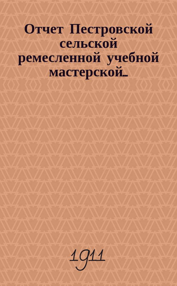 Отчет Пестровской сельской ремесленной учебной мастерской...