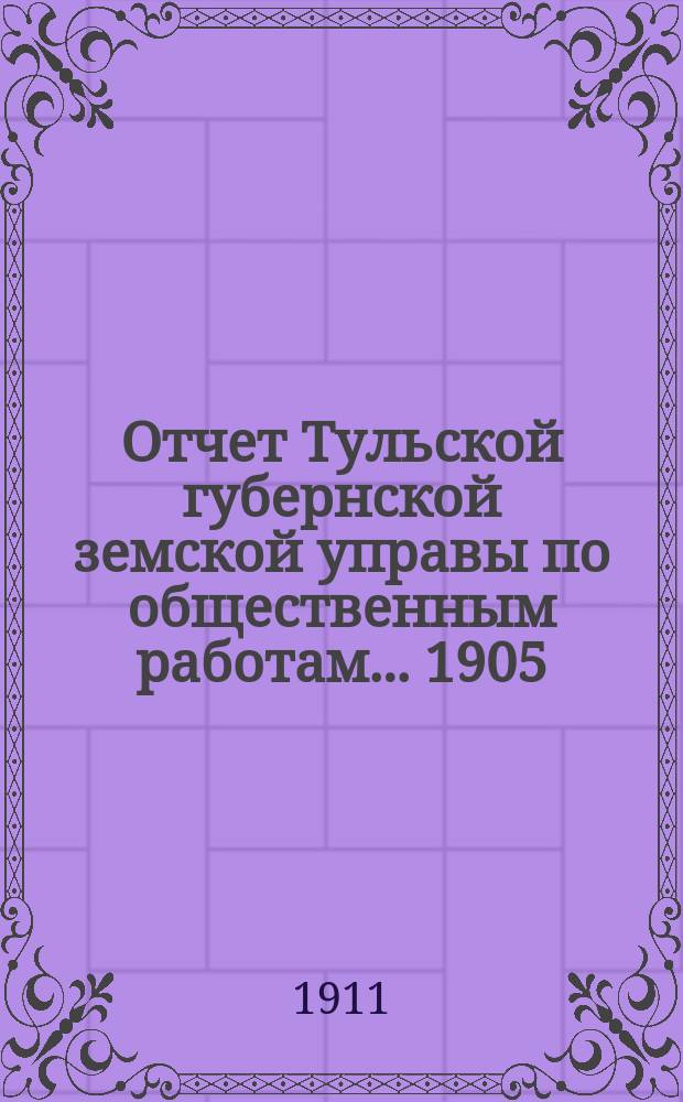 Отчет Тульской губернской земской управы по общественным работам... 1905/6 год