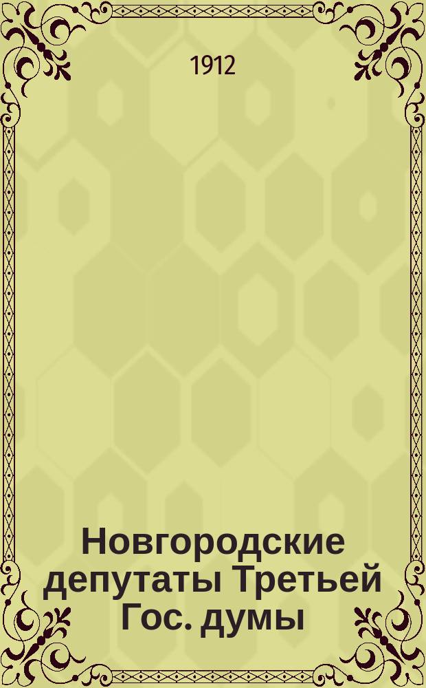 Новгородские депутаты [Третьей Гос. думы] : Обзор деятельности