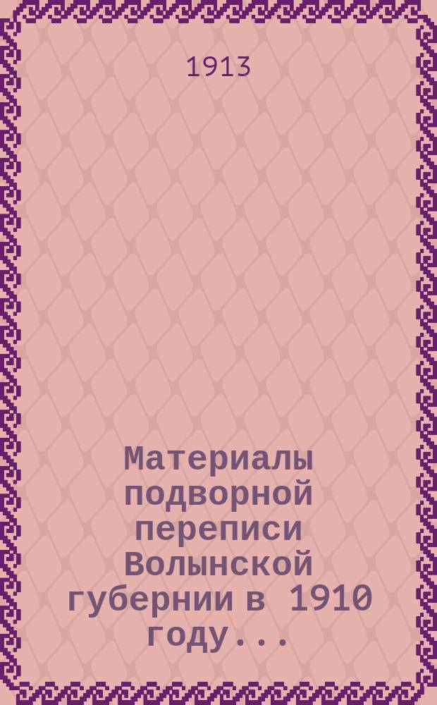 Материалы подворной переписи Волынской губернии в 1910 году... : Изяслав. уезд