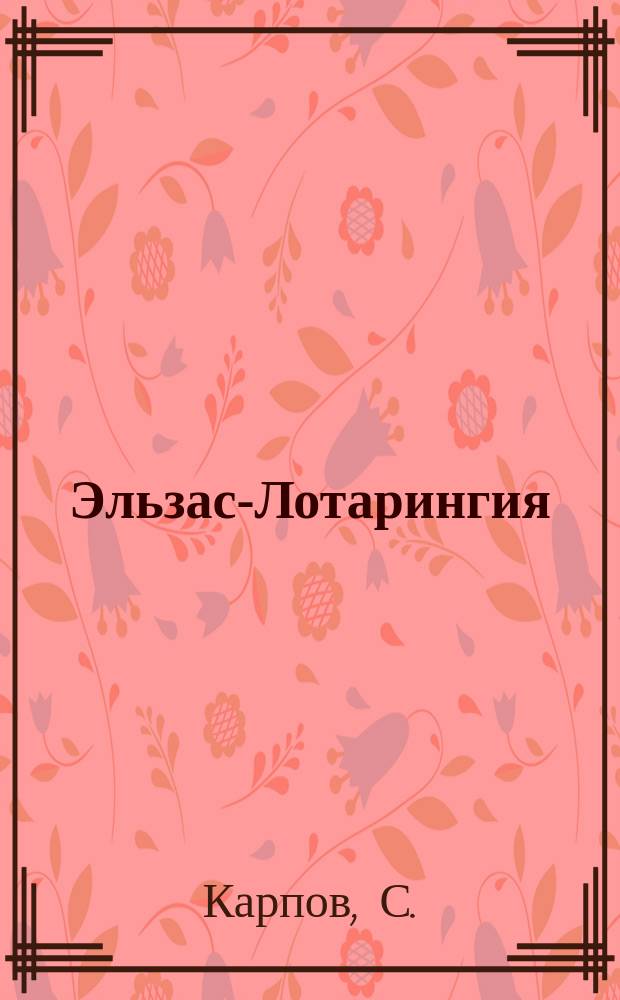 Эльзас-Лотарингия : Очерк