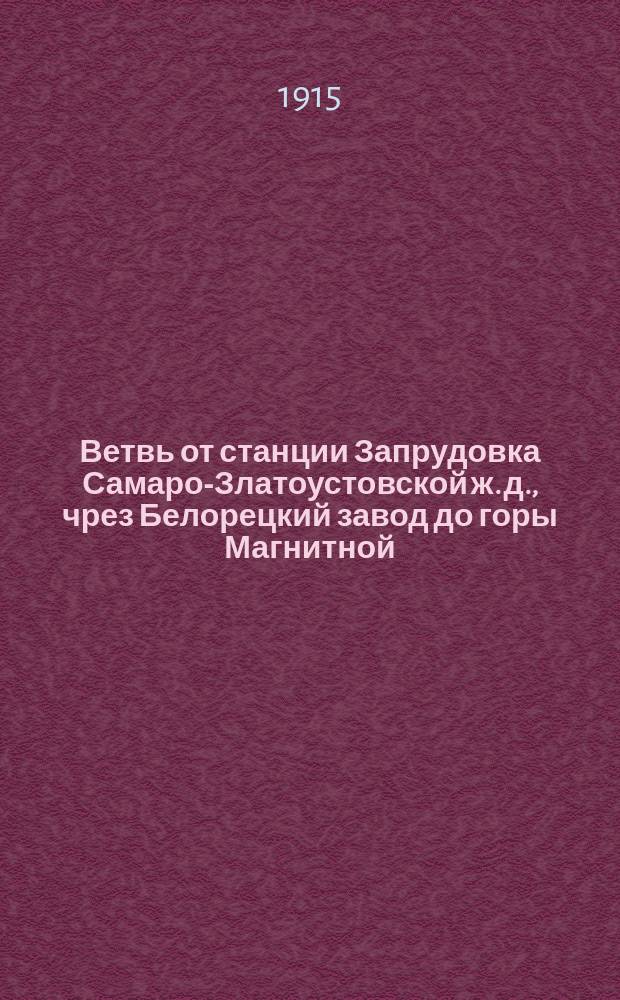 Ветвь от станции Запрудовка Самаро-Златоустовской ж. д., чрез Белорецкий завод до горы Магнитной (узкоколейная) : Экон. зап