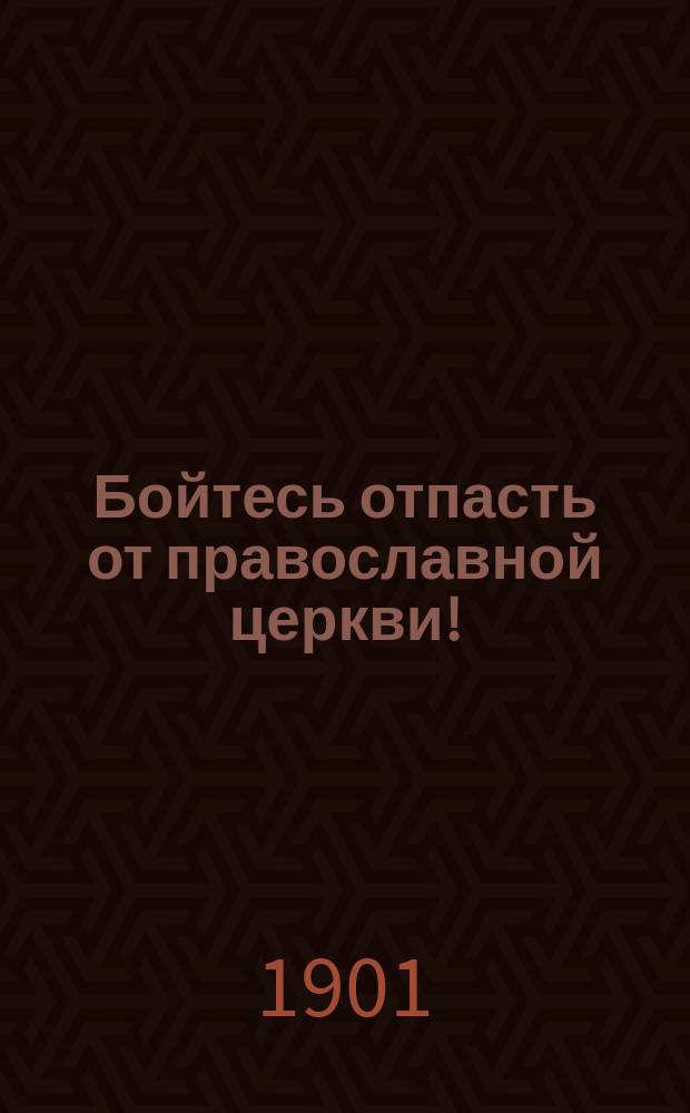 Бойтесь отпасть от православной церкви! : (Из соч. архим. Никона)