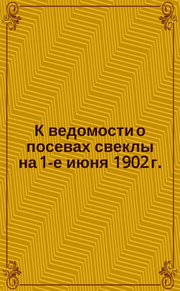 К ведомости о посевах свеклы на 1-е июня 1902 г.