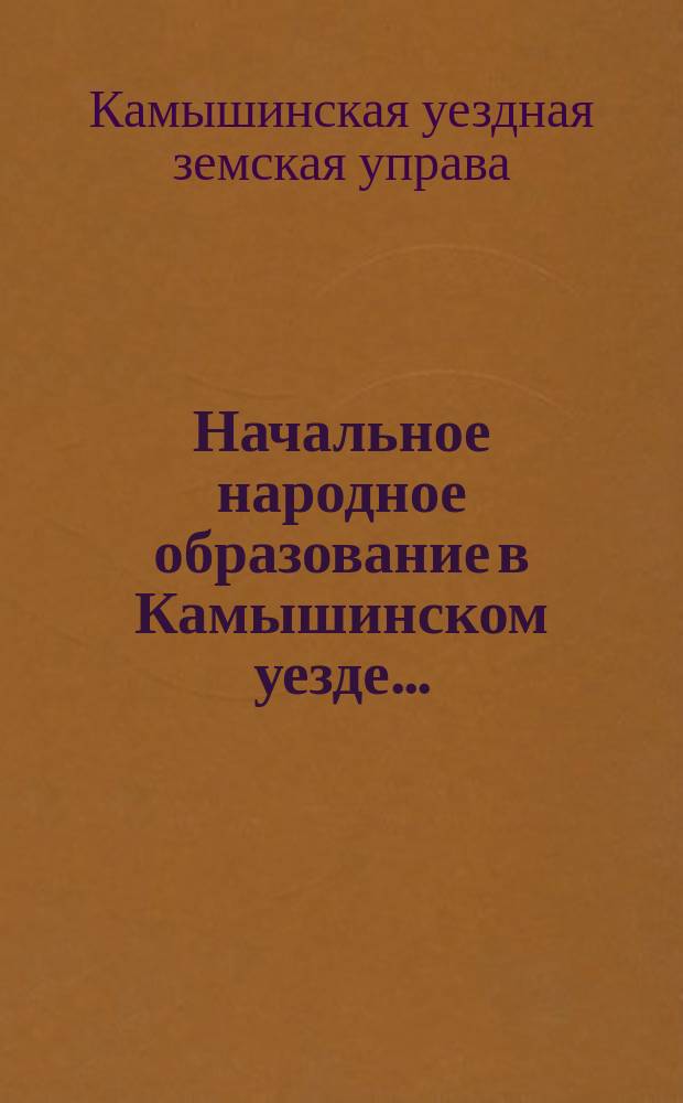 Начальное народное образование в Камышинском уезде...