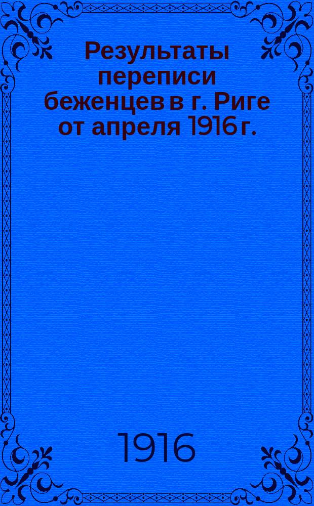 Результаты переписи беженцев в г. Риге от апреля 1916 г.