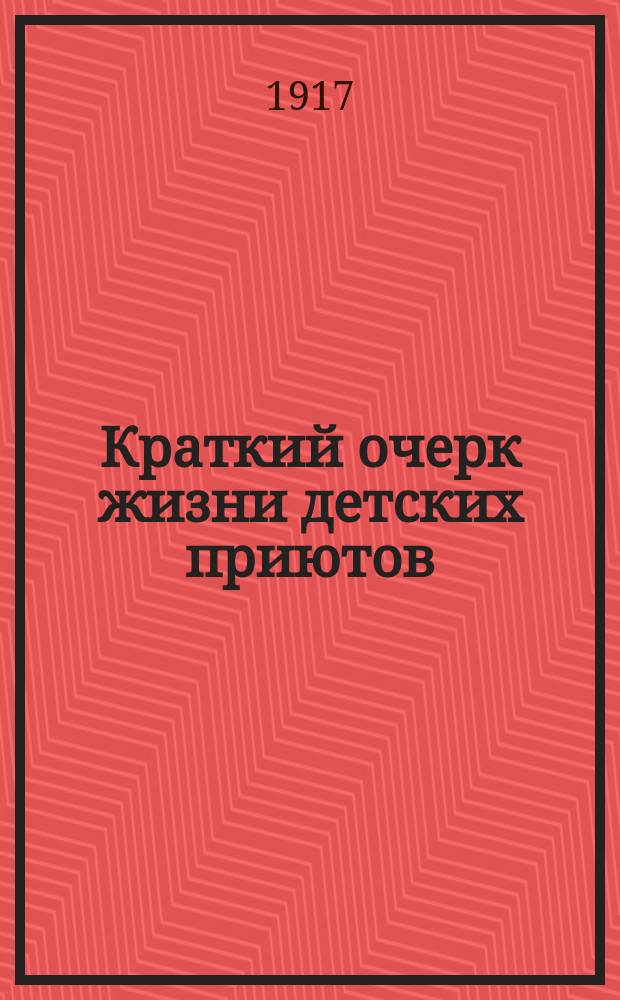 ... Краткий очерк жизни детских приютов