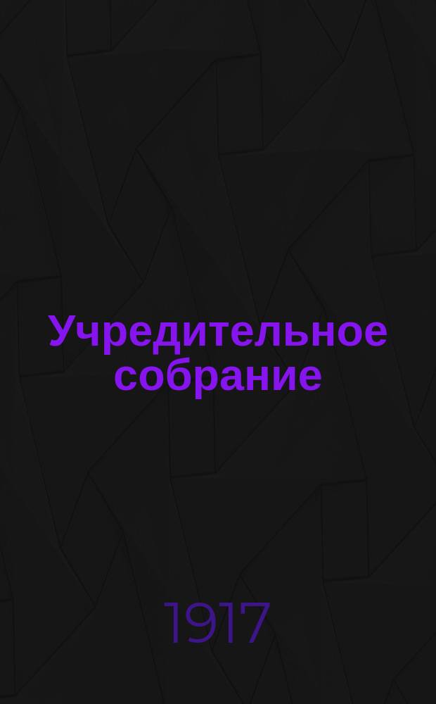 Учредительное собрание : Задачи и организация