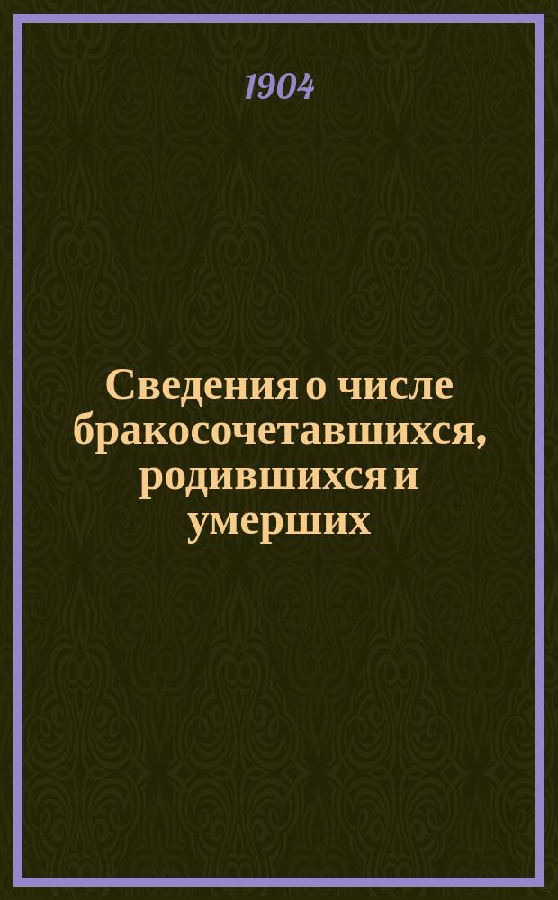 Сведения о числе бракосочетавшихся, родившихся и умерших (с указанием возраста умерших и причин смертности от эпидемических болезней) по приходам Ярославской губернии