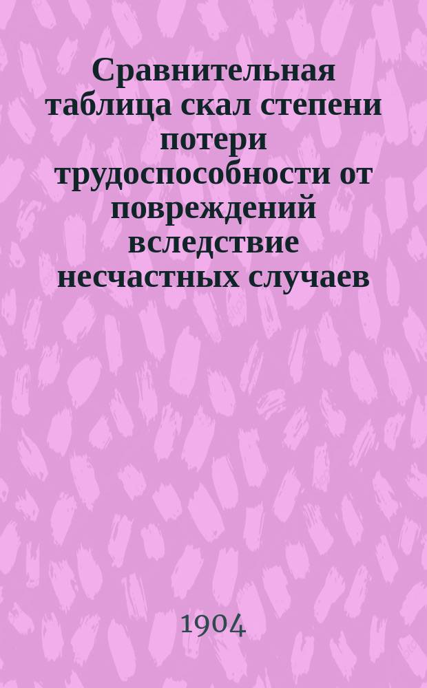 Сравнительная таблица скал степени потери трудоспособности от повреждений вследствие несчастных случаев... : На основании изд. Отд. пром. М-ва фин. "Материалов для суждения при определении степени потери трудоспособности"