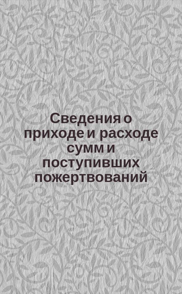 Сведения о приходе и расходе сумм и поступивших пожертвований: иконами, вещами и материалами в Церковно-строительную комиссию по сооружению храма во имя св. Троицы в поселке общества "Самопомощь"... ... по 6 февраля 1905 года