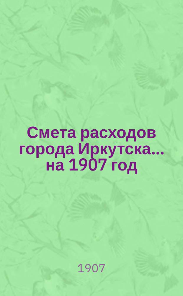 Смета расходов города Иркутска... ... на 1907 год