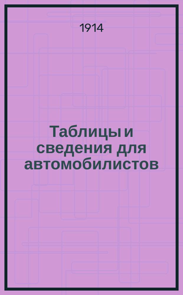 Таблицы и сведения для автомобилистов : Вып. 2