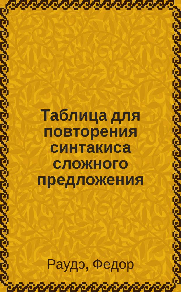 Таблица для повторения синтакиса сложного предложения