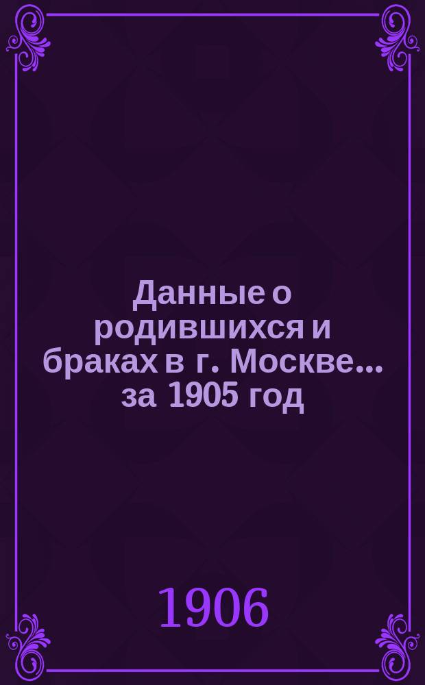 Данные о родившихся и браках в г. Москве ... за 1905 год