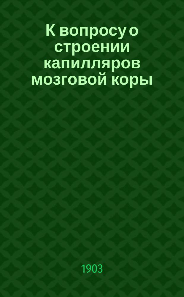 К вопросу о строении капилляров мозговой коры