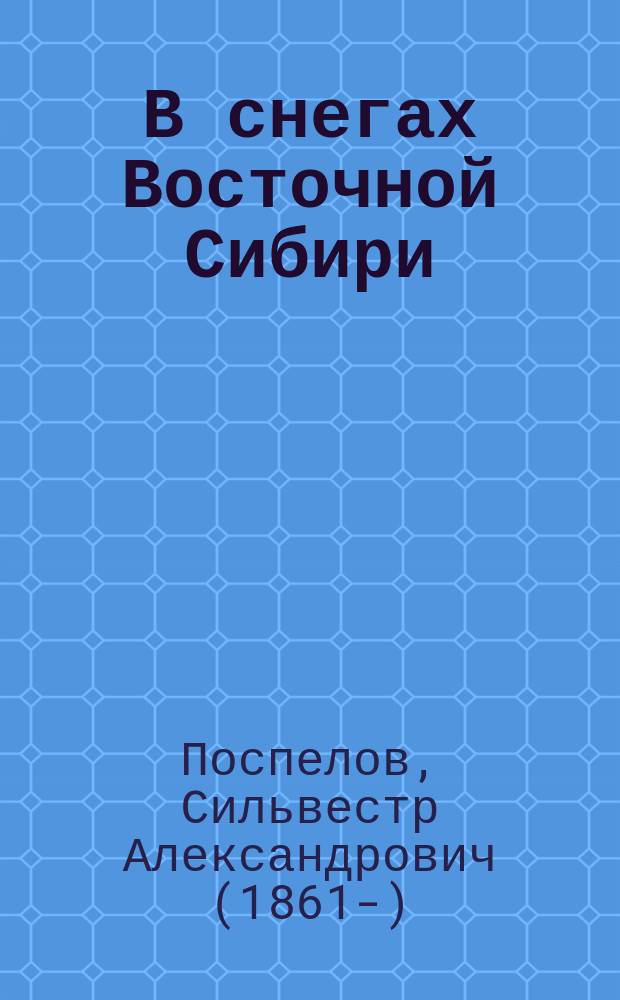 В снегах Восточной Сибири : приключения американцев среди чукч, коряков и камчадалов