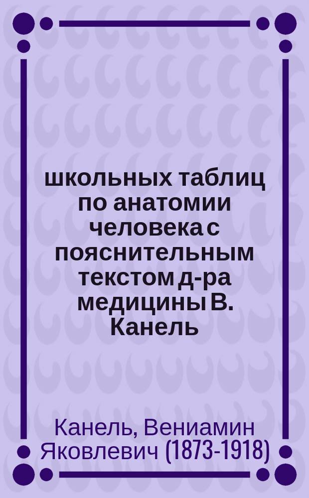 11 школьных таблиц по анатомии человека с пояснительным текстом д-ра медицины В. Канель