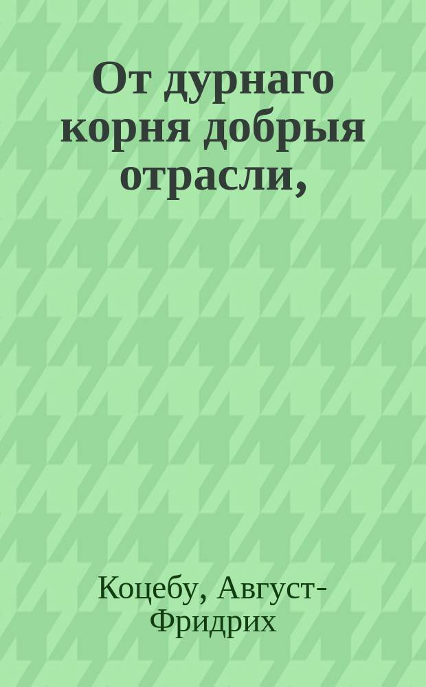 От дурнаго корня добрыя отрасли, : Роман