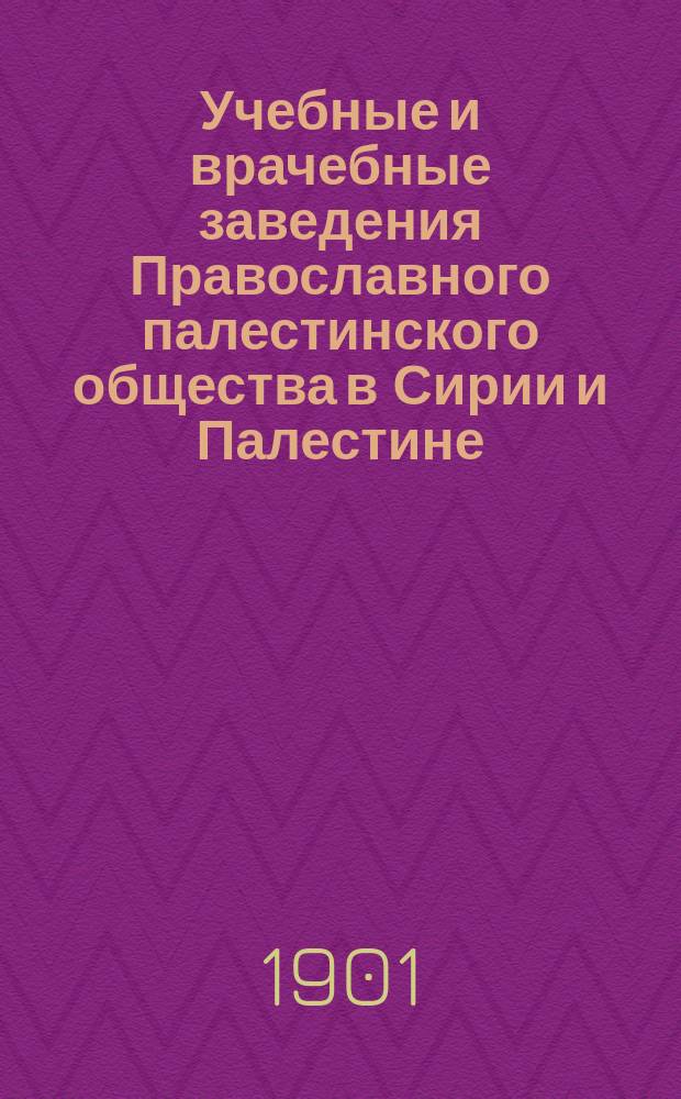 Учебные и врачебные заведения Православного палестинского общества в Сирии и Палестине : отчет члена Совета Общества Н.М. Аничкова. Ч. 1 : Учебные заведения Сирии и Иудеи