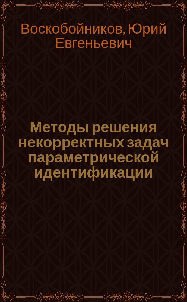 Методы решения некорректных задач параметрической идентификации : Учеб. пособие
