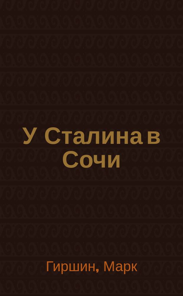 У Сталина в Сочи : Роман