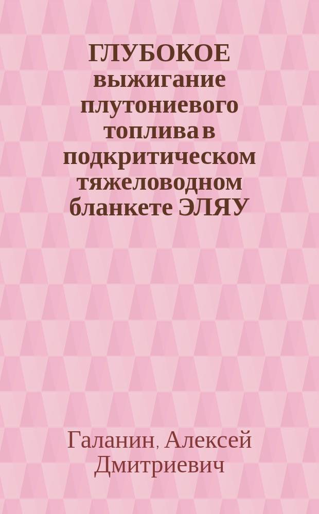 ГЛУБОКОЕ выжигание плутониевого топлива в подкритическом тяжеловодном бланкете ЭЛЯУ