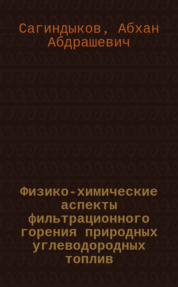 Физико-химические аспекты фильтрационного горения природных углеводородных топлив : Автореф. дис. на соиск. учен. степ. д. х. н